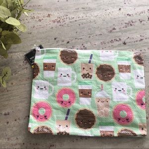 Coffee latte makeup bag lunch bag Waterproof! NWT